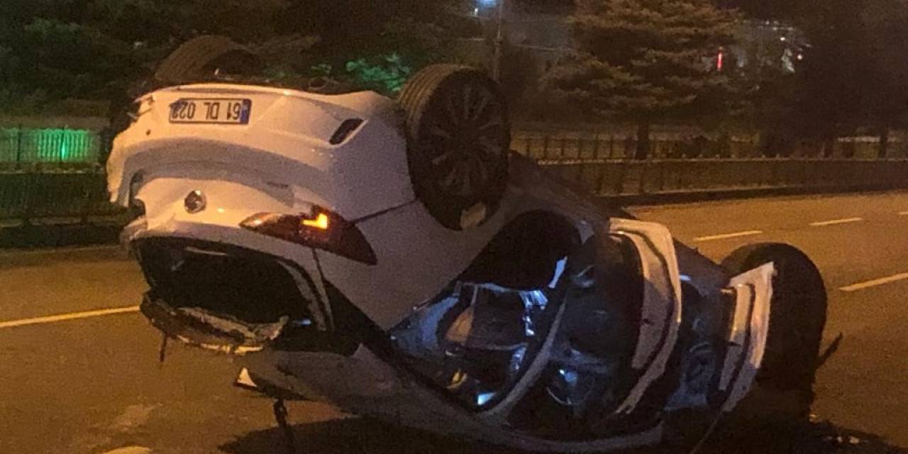 Erzurum’da Feci Kaza, Araç Ters Döndü