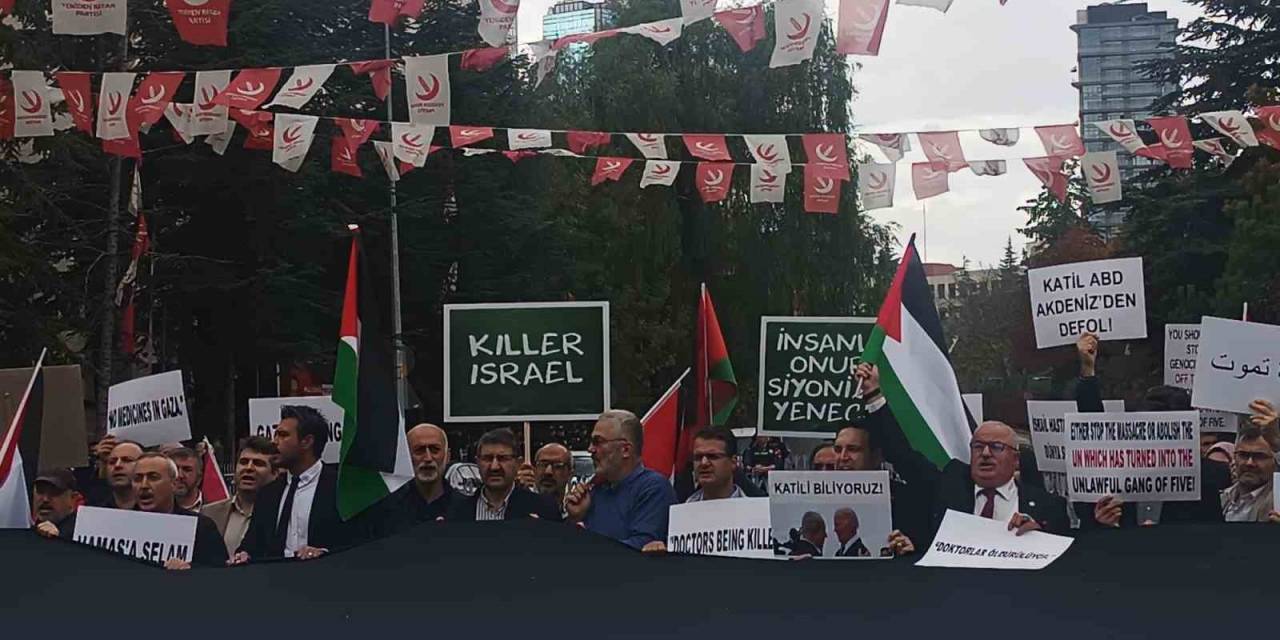 Dışişleri Bakanlığı Önünde Abd’li Bakan Blinken’e Filistin Protestosu