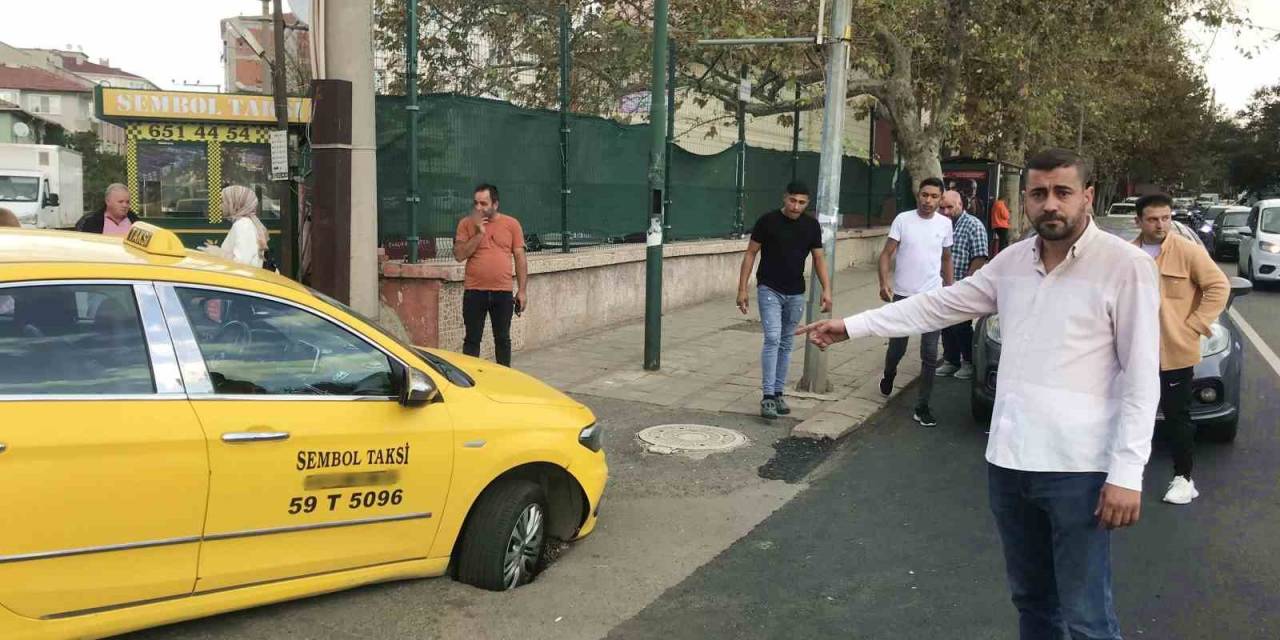 Ticari Taksi Çukura Düştü, Şoför İsyan Etti