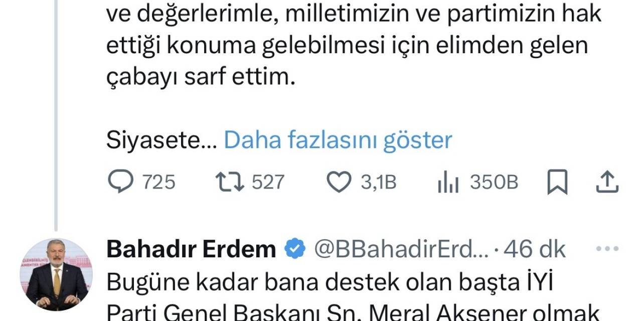 İyi Partili Bahadır Erdem Partisinden İstifa Etti