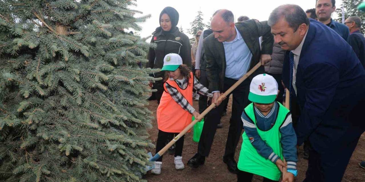 Konya’da 100. Yıl Cumhuriyet Ormanında Fidanlar Toprakla Buluşturuldu