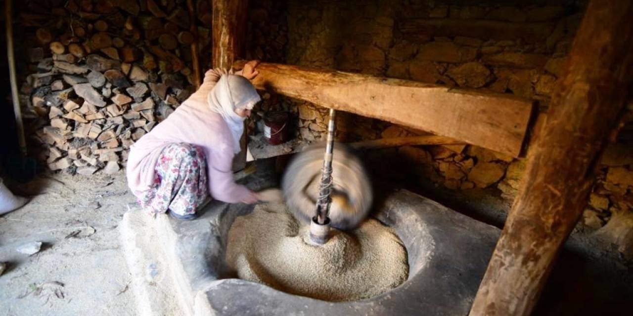 Hizan’da Üretilen Çeltik Asırlık Su Değirmeninde Öğütülüyor