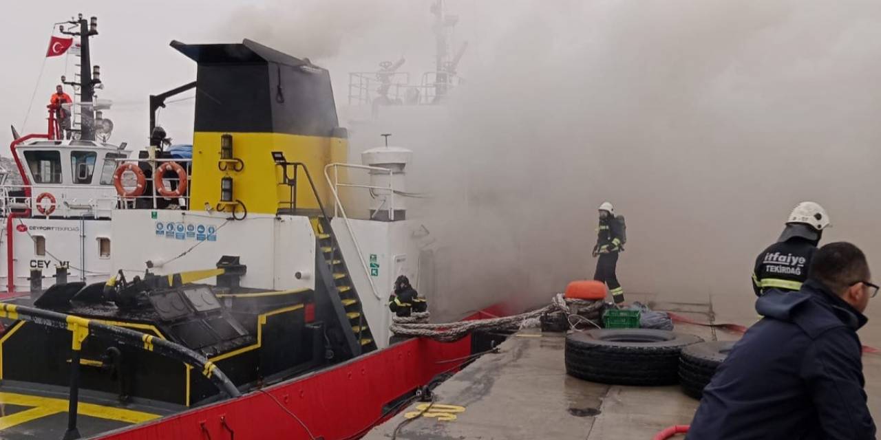Ceyport Limanı’ndaki Römorkörde Yangın