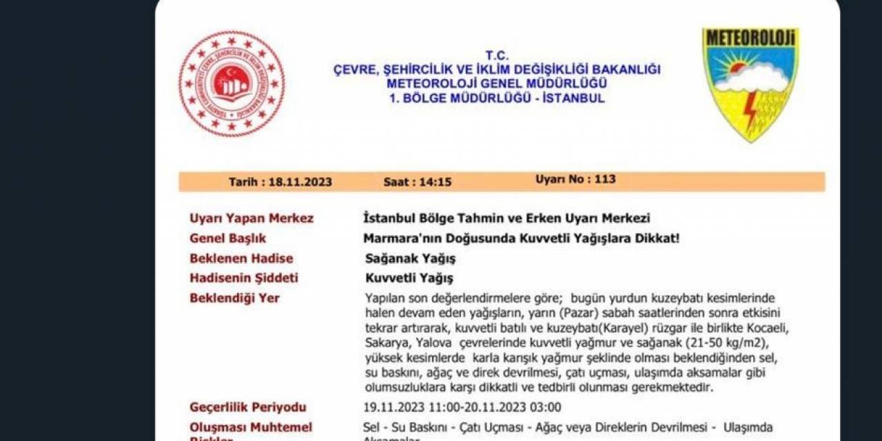 Sakarya’da Kar Uyarısı