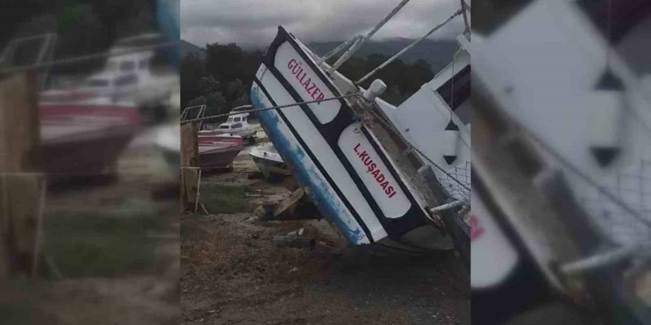 Fırtınaya Dayanamayan Balıkçı Tekneleri Kıyıya Vurdu