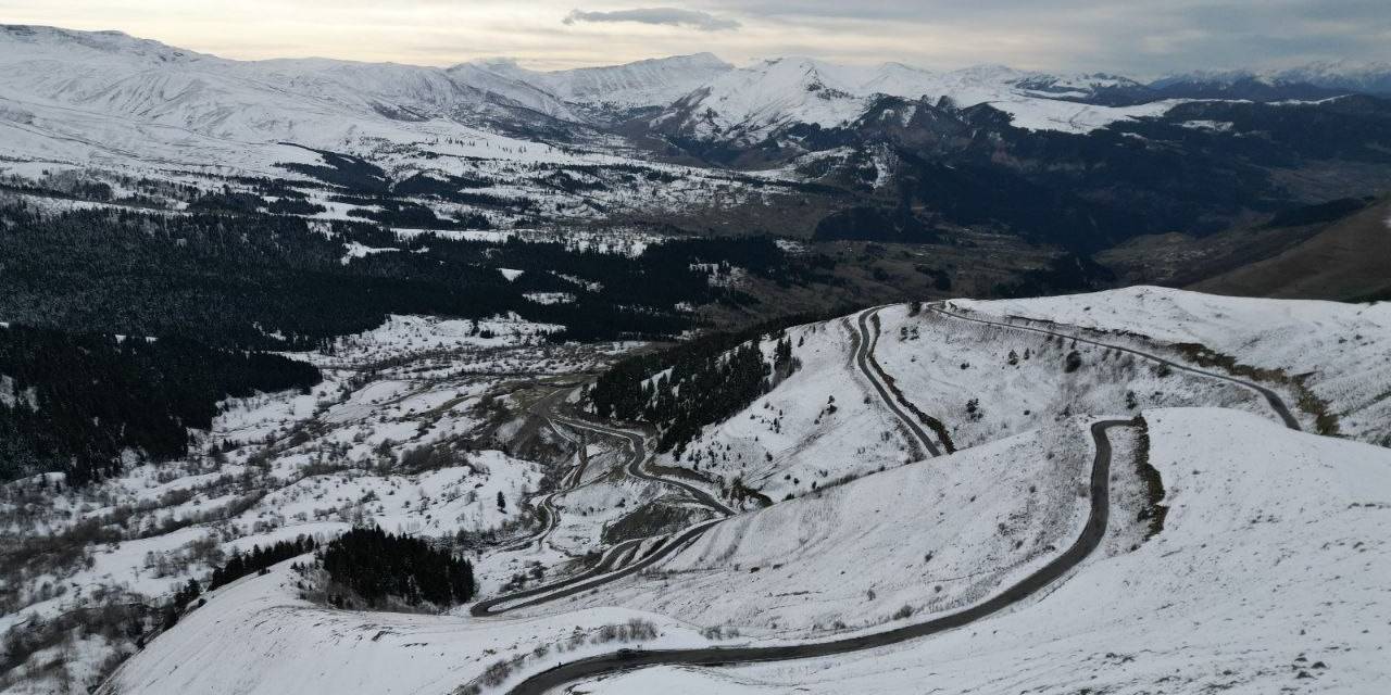 Artvin - Ardahan Karayolu Kar Manzarası Havadan Görüntülendi