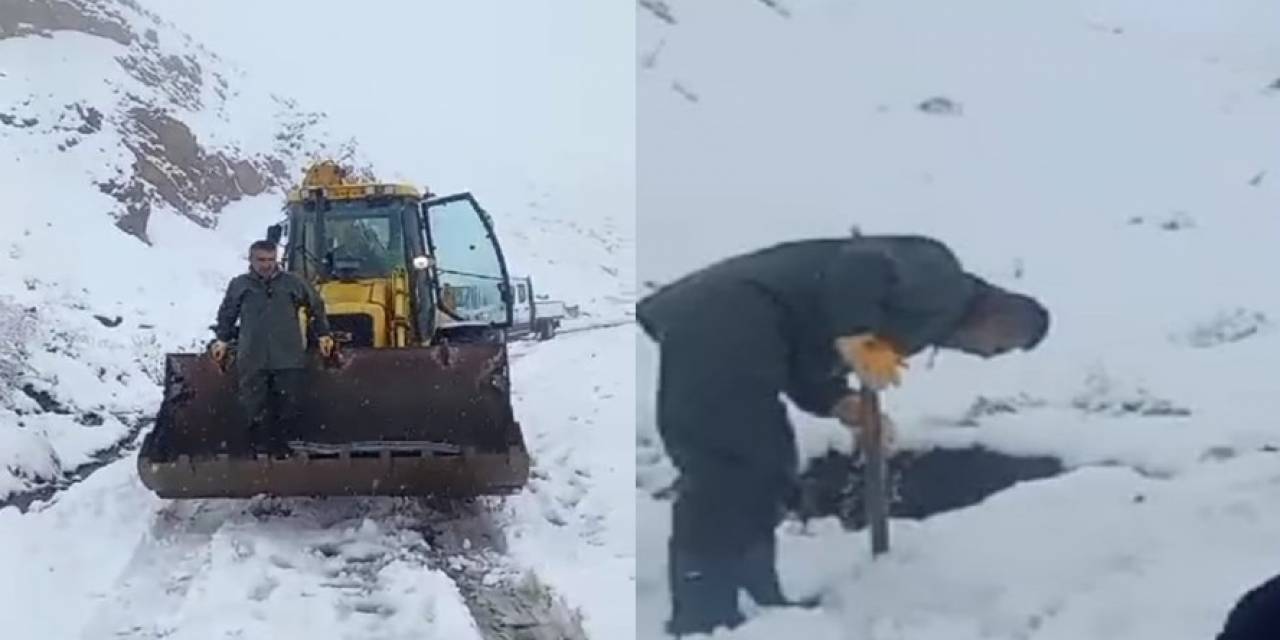 Karlı Yolları Aşan Belediye Ekibi Su Depolarını Kontrol Etti