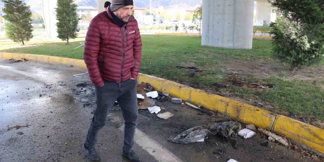 Beyaz Eşya Yüklü Kamyonette Yangın Çıktı