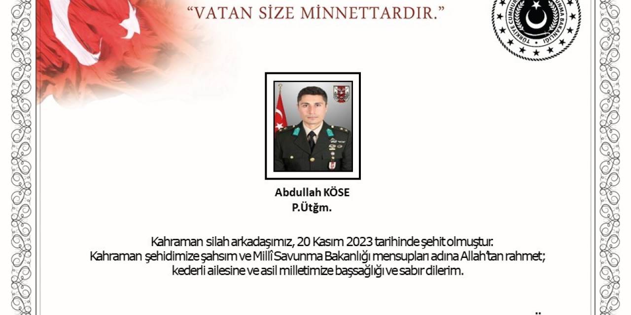 Pençe-kilit Operasyonu Bölgesinde Bir Asker Şehit Oldu