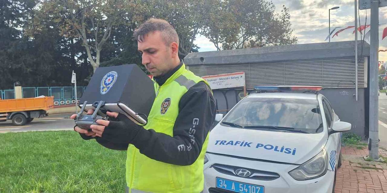 Fatih’te Dron Destekli Yaya Geçidi Denetimi