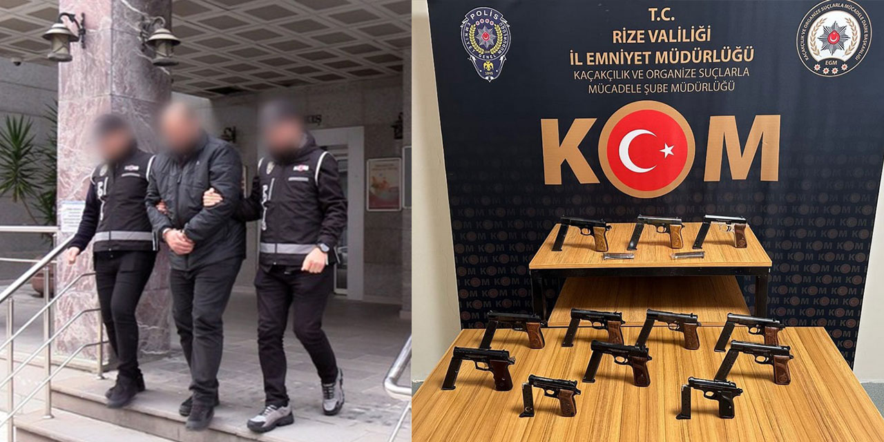 Rize'de 17 ruhsatsız silah ele geçirildi. 1  tutuklama