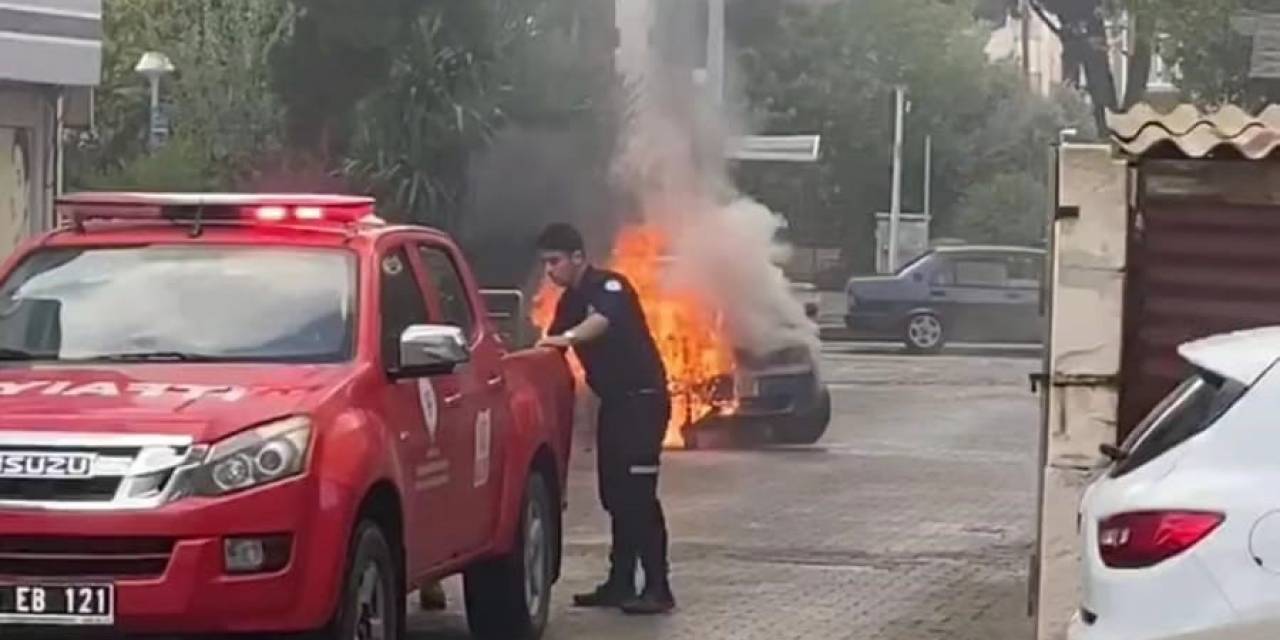 Milas’ta Otomobil Alev Topuna Döndü