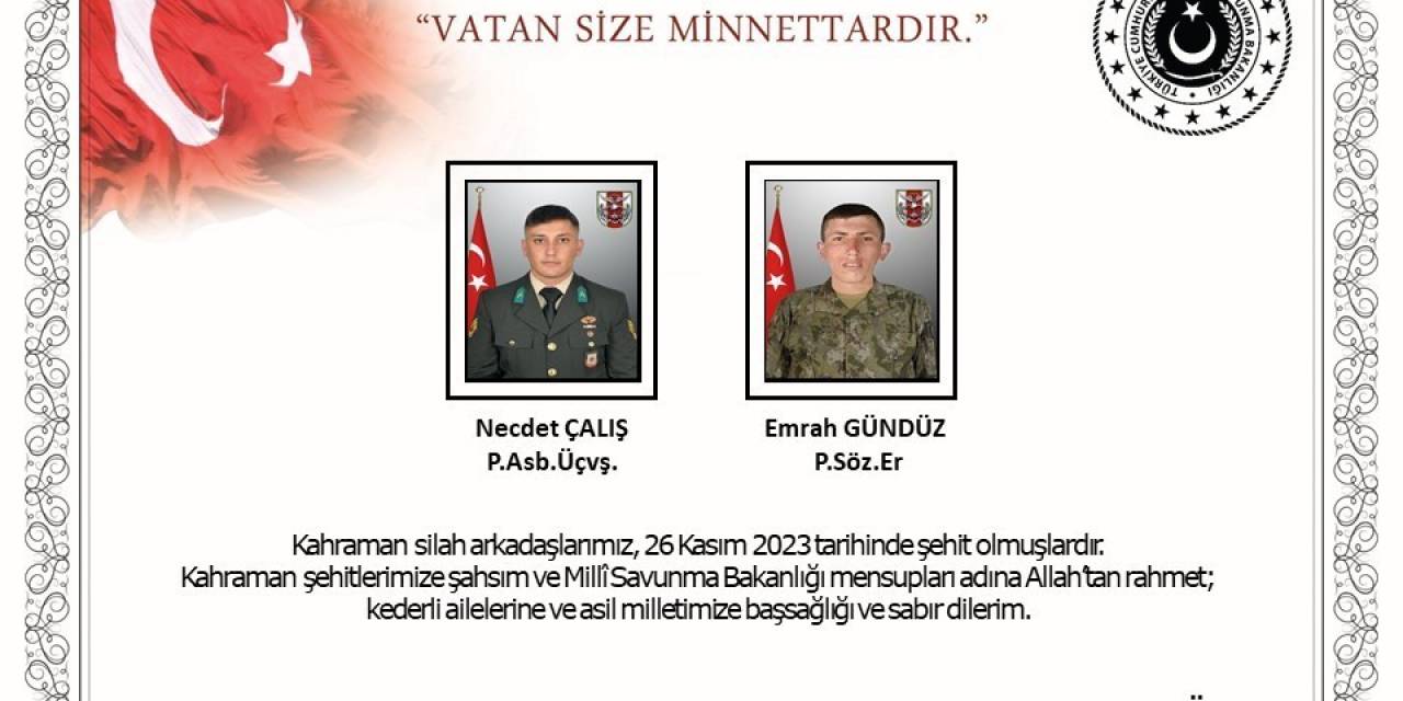 Pençe-kilit Operasyon Bölgesinde 2 Asker Şehit Oldu