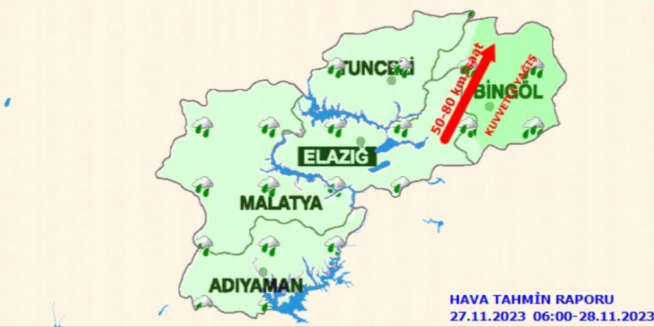 Bingöl İçin Kuvvetli Yağış Ve Rüzgar Uyarısı