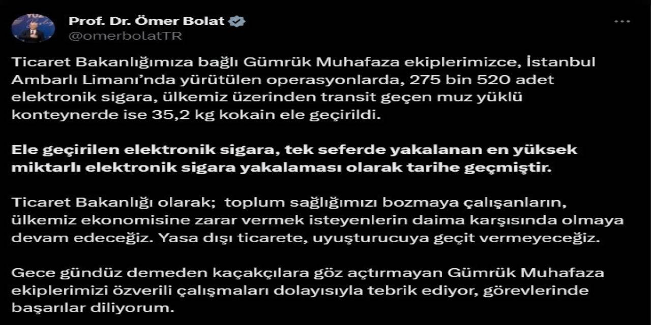 Ambarlı Limanı’nda 275 Bin 520 Adet Elektronik Sigara Ele Geçirildi