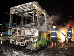 Rize Otobüsünde Yangın