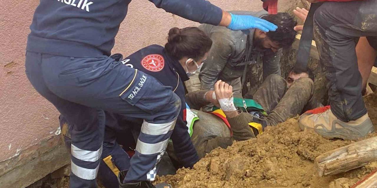 Boğazına Kadar Toprağa Gömülen İşçi Böyle Kurtarıldı
