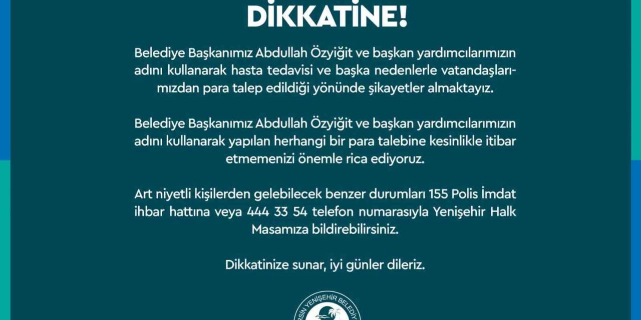 Yenişehir Belediyesi Dolandırıcılara Karşı Vatandaşları Uyardı