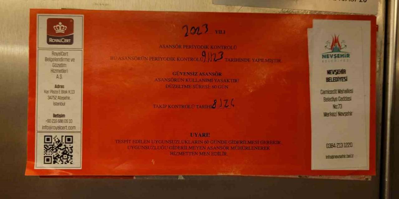 Uzmanlar Uyardı: “Kırmızı Etiketli Asansörleri Kullanmayın, Kullandırmayın”