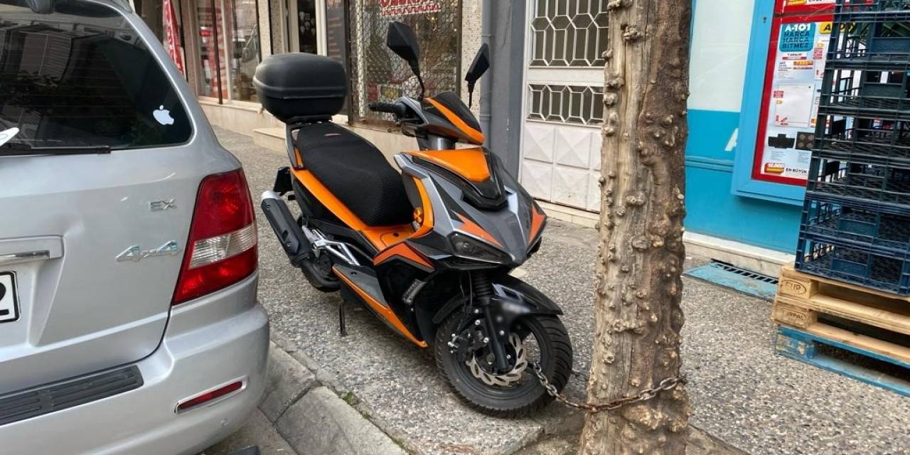 Motoru Çalınmasın Diye Ağaca Bağladı