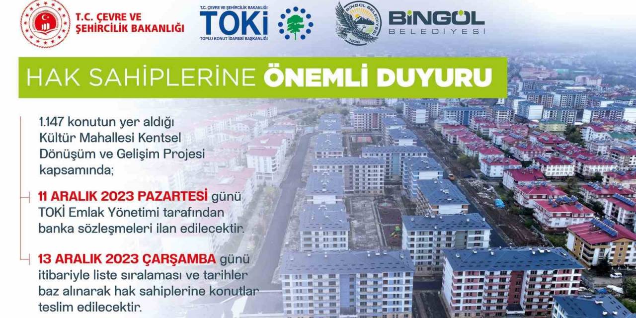 Bingöl’de Kentsel Dönüşümde Teslimat Süreci Başladı