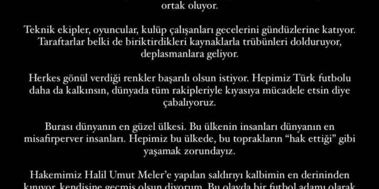Nuri Şahin, Halil Umut Meler’e Yapılan Saldırıyla İlgili Kınama Mesajı Paylaştı