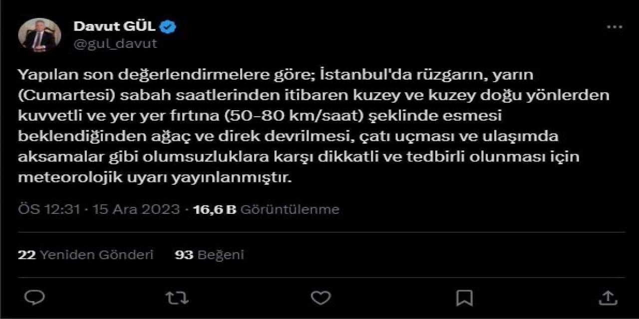 İstanbul İçin Fırtına Uyarısı Yapıldı