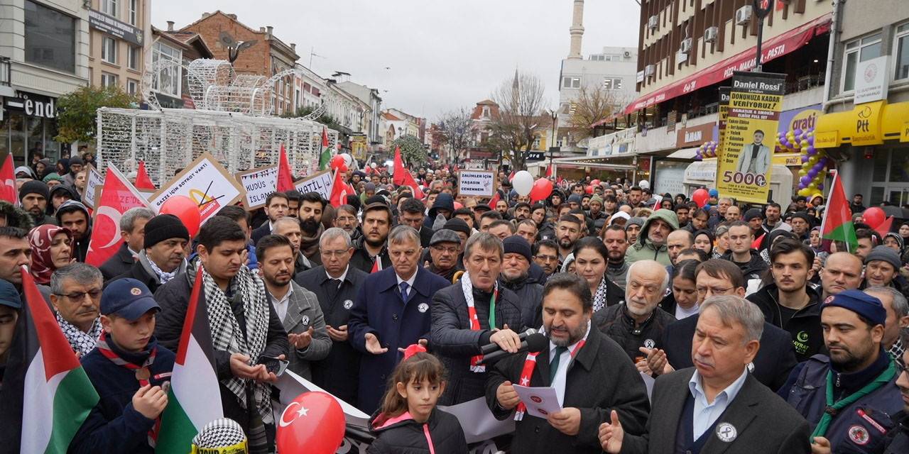 Edirne’de ‘Özgür Filistin Yürüyüşü’ Düzenlendi