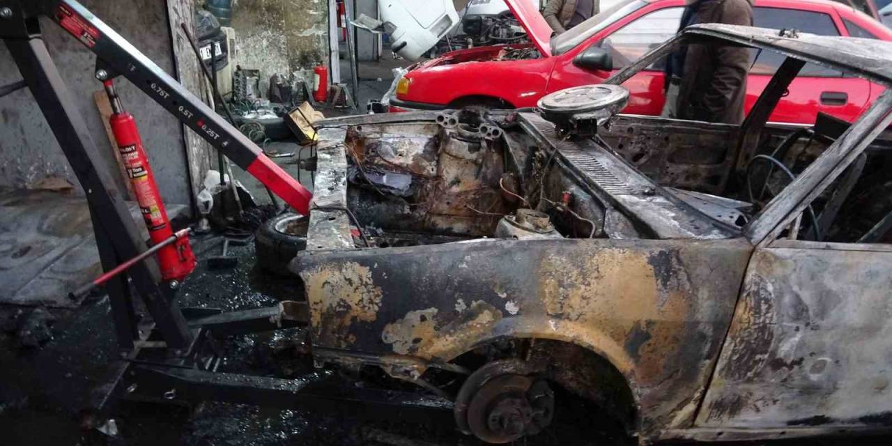 Diyarbakır’da Bakım İçin Sanayiye Götürülen Araç Hurdaya Döndü