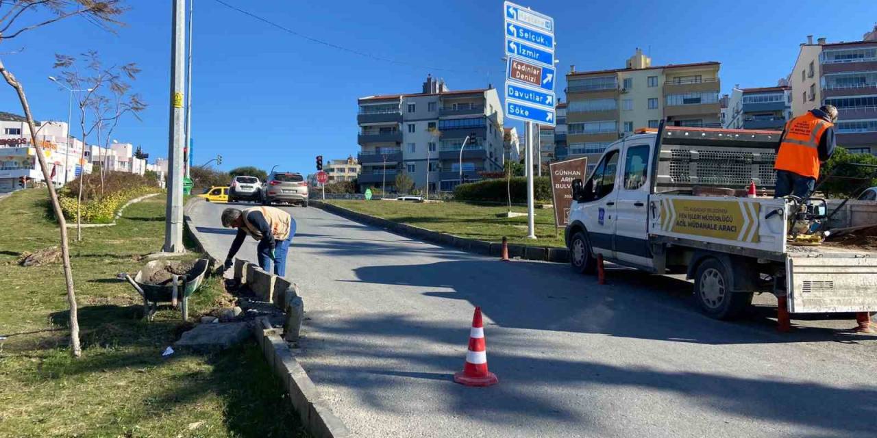 Kuşadası Belediyesi Bozulan Yolları Onarıyor