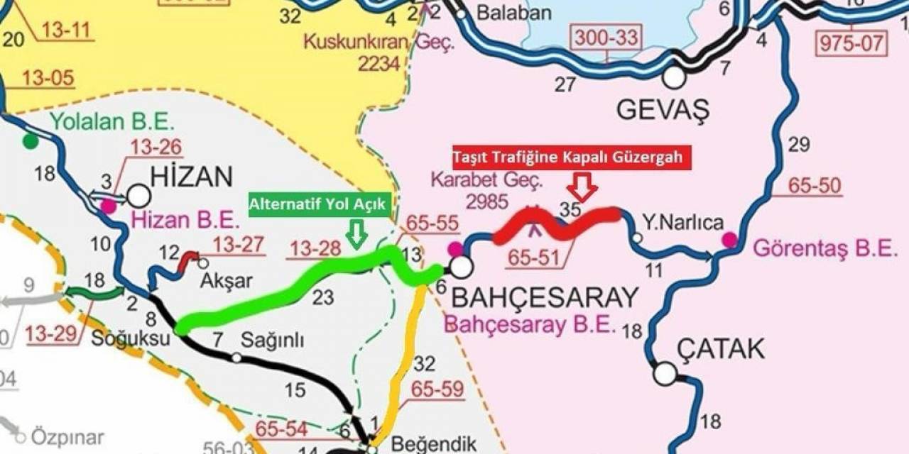 Van-bahçesaray Karayolu, Kar Yağışı Ve Fırtına Nedeniyle Ulaşıma Kapatıldı