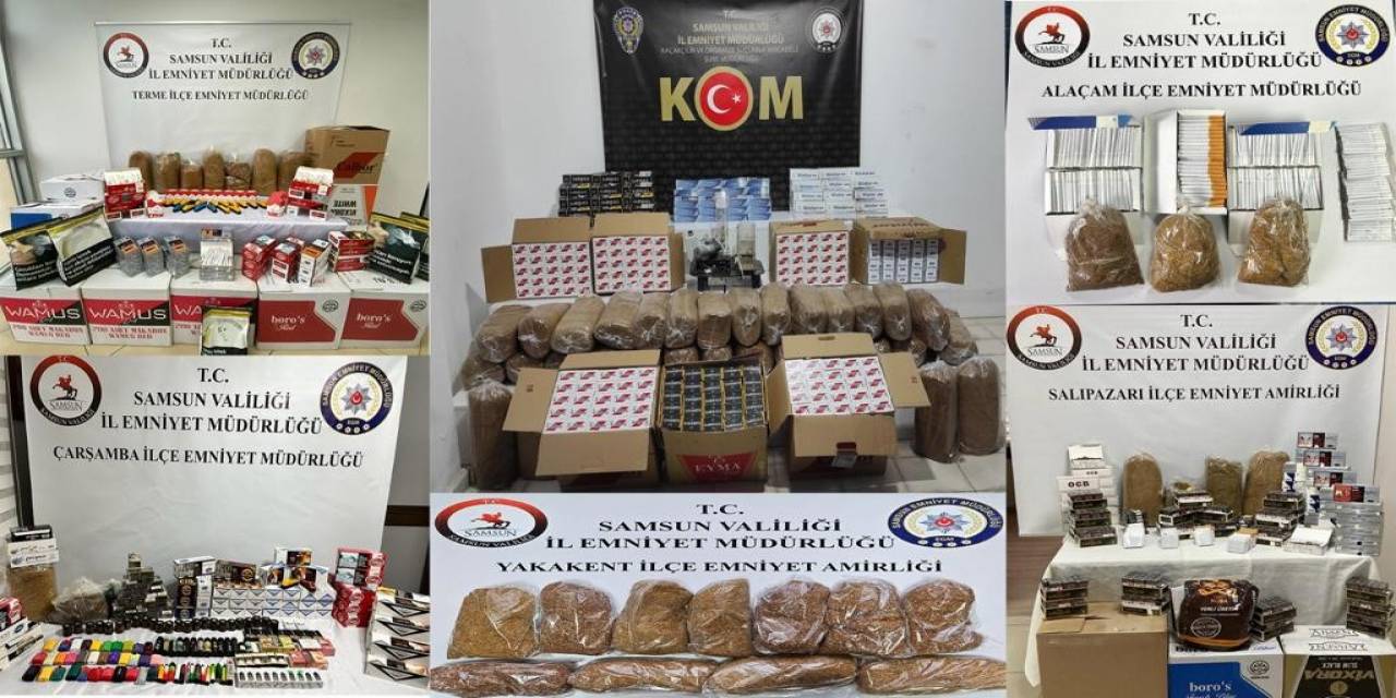 Samsun’da Kom Polisinden Kaçak Tütün Mamulleri Operasyonu: 33 Kişi Yakalandı