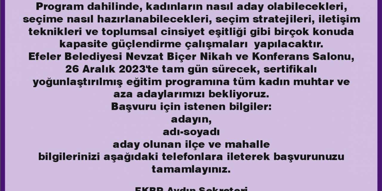 Kadın Muhtarlar Akademisi Başlıyor