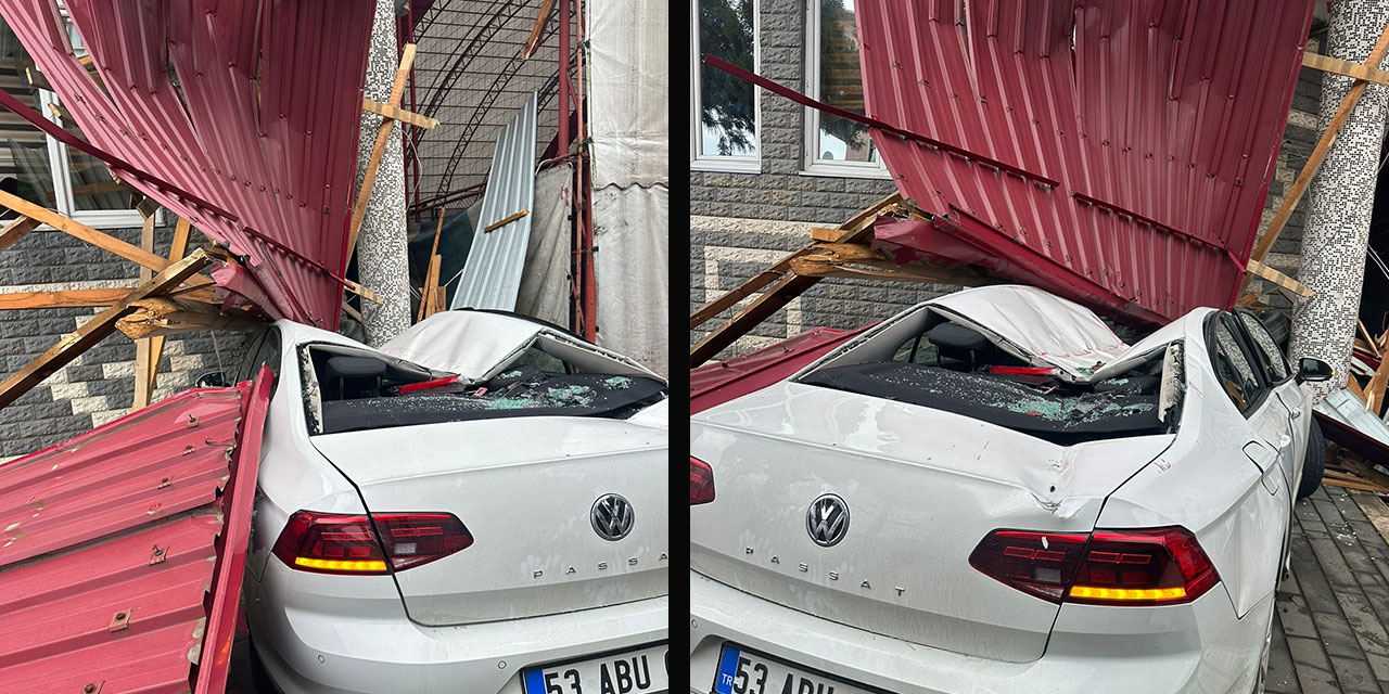 Rize’de Fırtına Çatıları Uçurdu: Araçlar Zarar Gördü