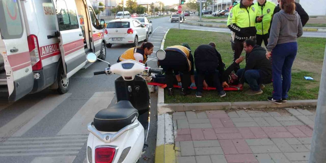 Otomobile Çarpan Motosiklet Sürücüsü Yaralandı