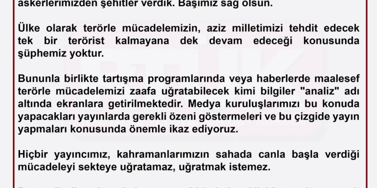Rtük Başkanı Şahin: “Hiçbir Yayıncımız, Kahramanlarımızın Sahada Canla Başla Verdiği Mücadeleyi Sekteye Uğratamaz”