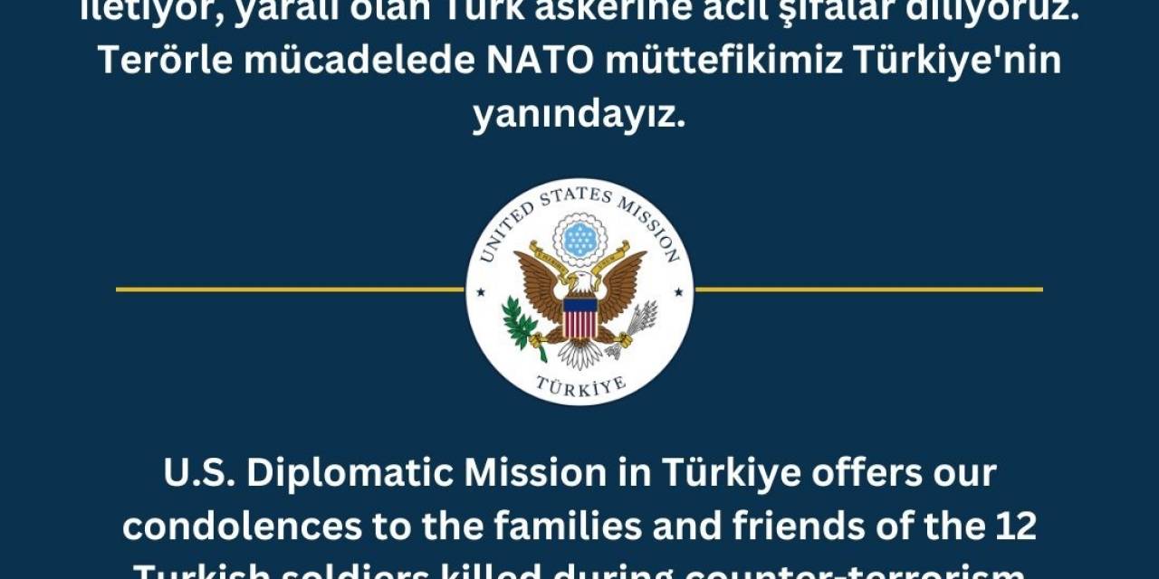 Abd Büyükelçiliğinden Şehitler İçin Taziye Mesajı