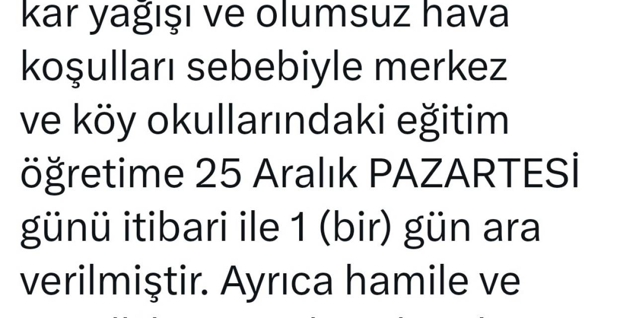 Bingöl’ün 4 İlçesinde Taşımalı Eğitime Ara Verildi