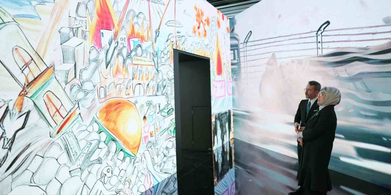 Emine Erdoğan “Kurşun Geçirmez Düşler: Gazzeli Çocuk Ressamlar Sergisi”ni Ziyaret Etti