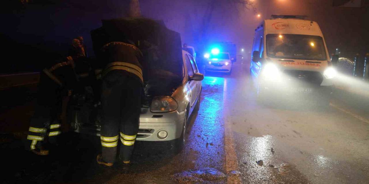 Edirne’de Otomobil Alevlere Teslim Oldu