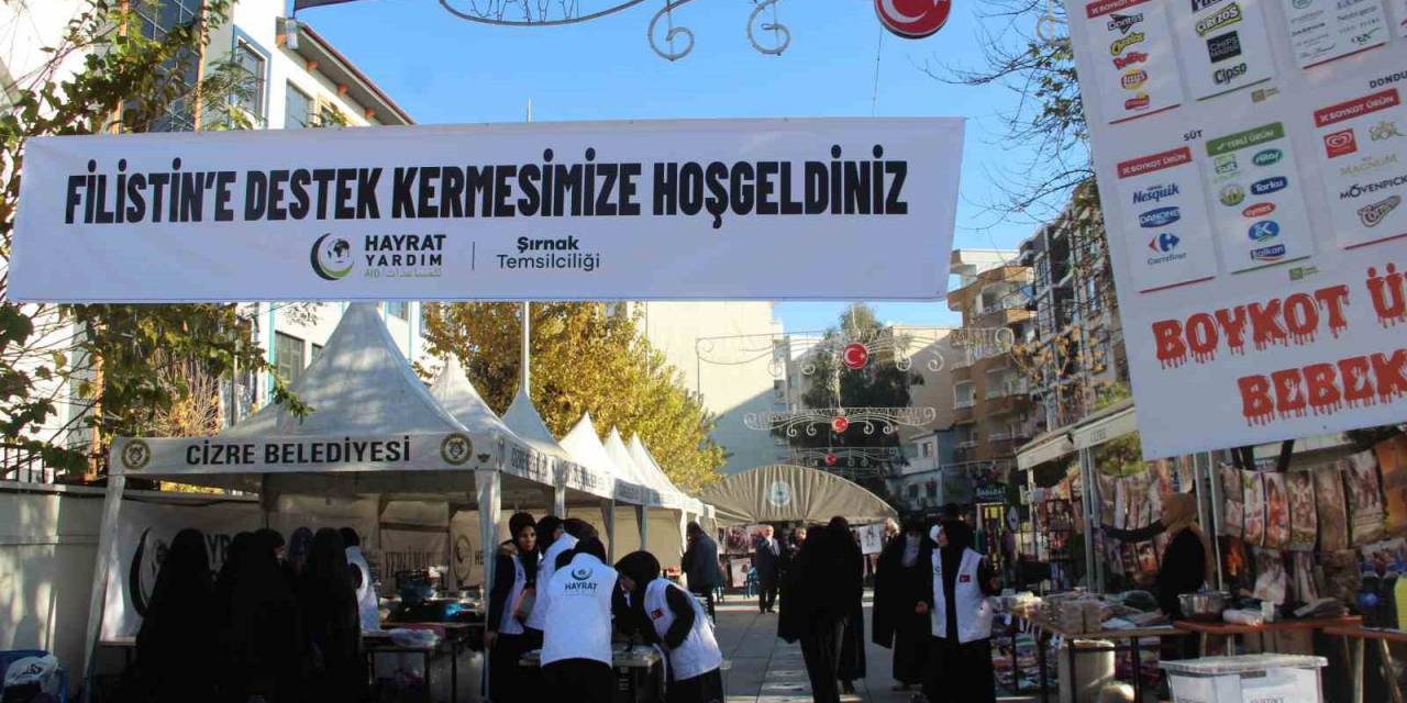 Cizre’de Gazze Yararına Yardım Çadırı Kuruldu