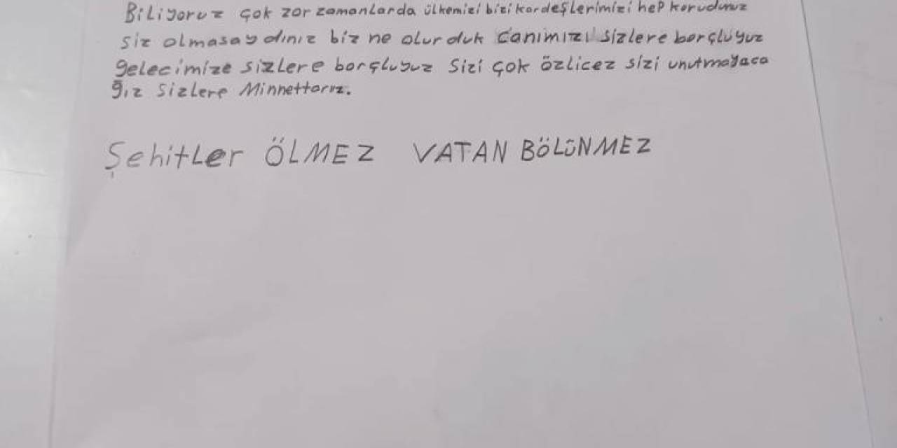 Koruma Altındaki Çocuklardan Vatan Korumasındaki Mehmetçiğe Mektup