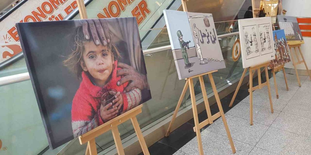 Gazze’deki Dramı Anlatan Karikatür Ve Resim Sergisi Açıldı