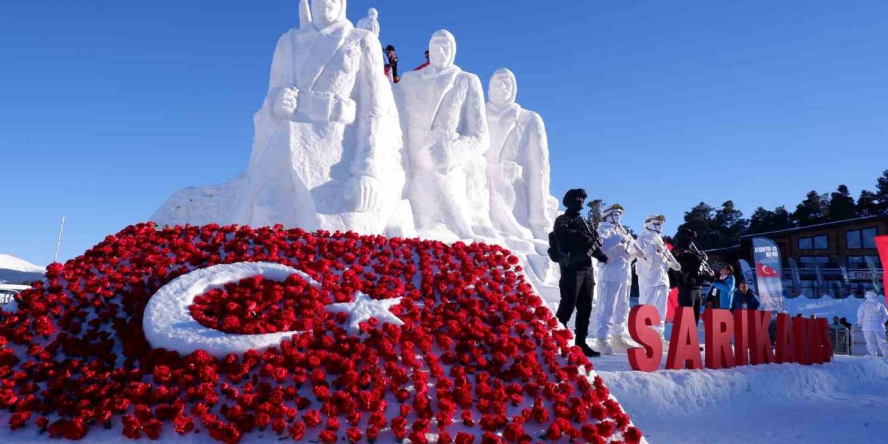 Sarıkamış’ta Kardan Heykellerinin Açılışı Yapıldı