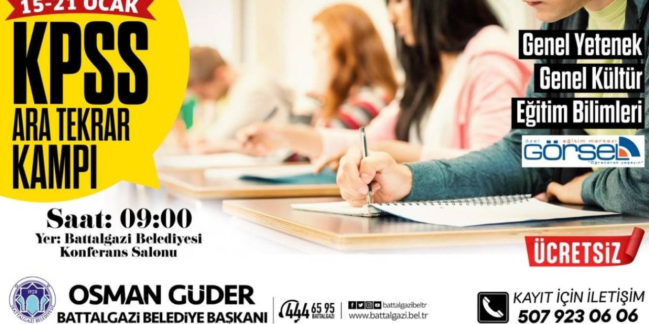 Battalgazi’de Kpss’ye Hazırlanan Adaylar İçin Kamp Düzenlenecek