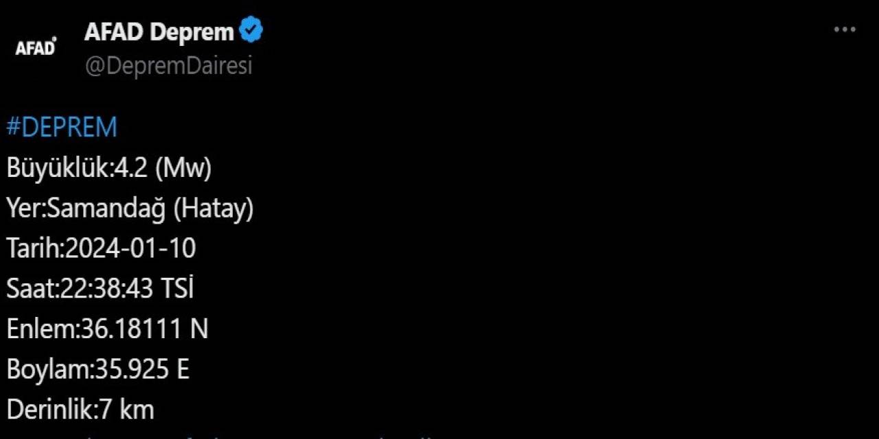 Hatay Valiliğinden 4.2 Büyüklüğündeki Depremle İlgili Açıklama