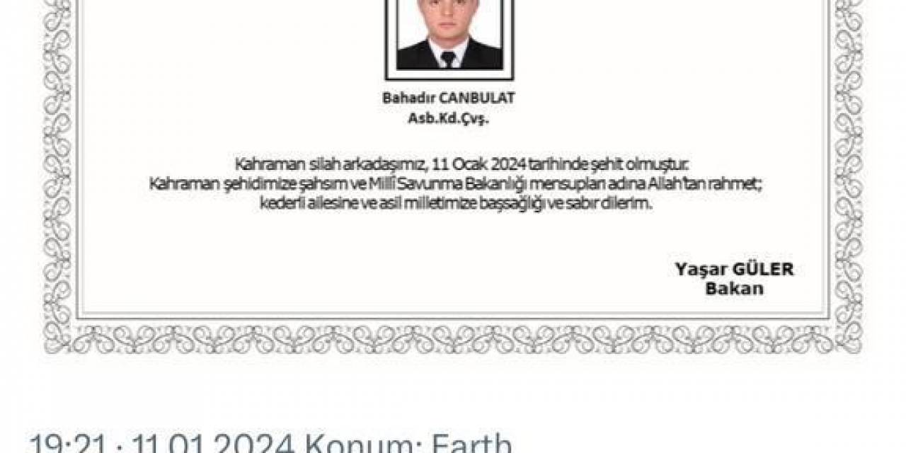 Msb: “Denizkurdu Tatbikatı’nda 1 Asker Şehit Oldu"