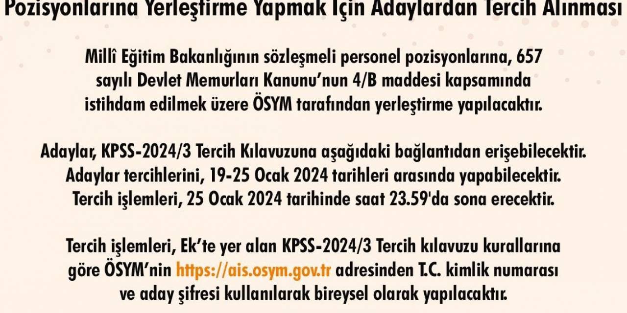 Kpss 2024/3 Tercih Kılavuzu Yayımlandı