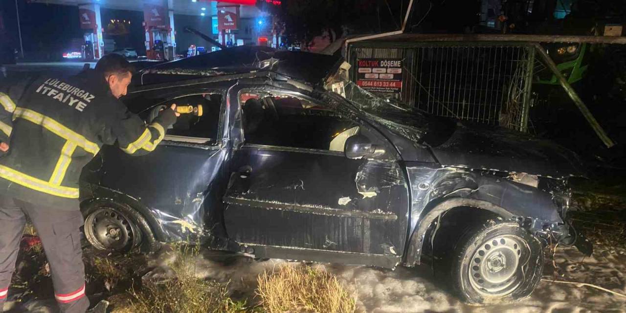 Kırklareli’nde Kaza Yapan Otomobil Yandı: 1 Yaralı