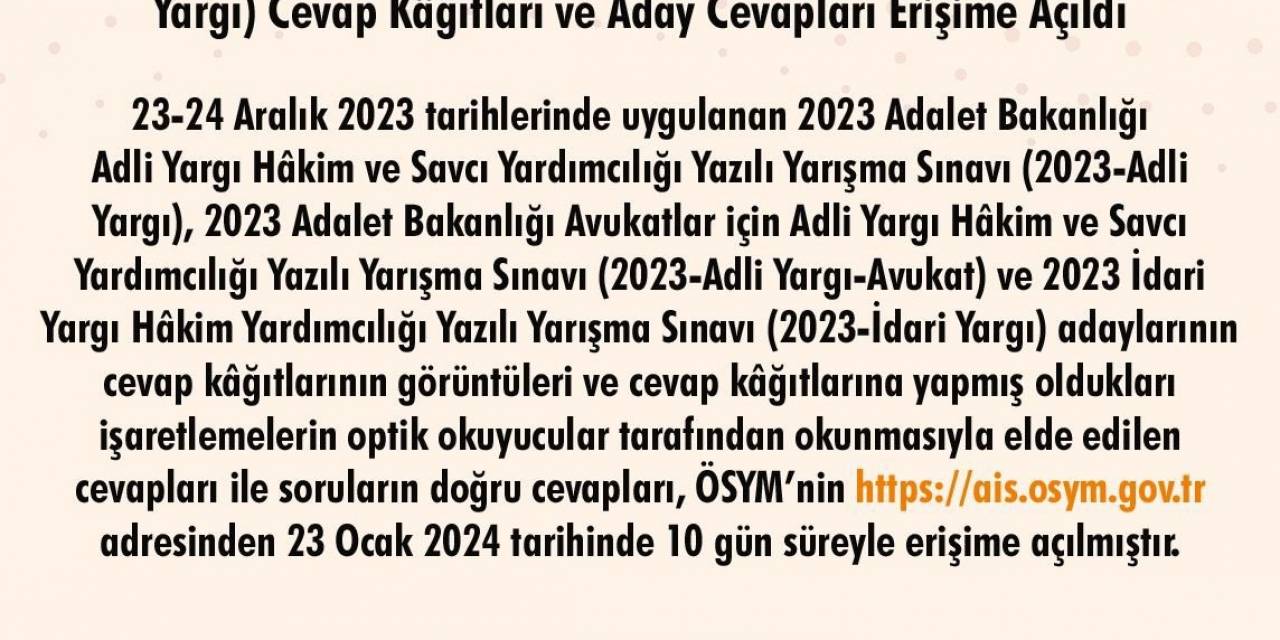 2023 Adalet Bakanlığı Sınav Sonuçları Açıklandı